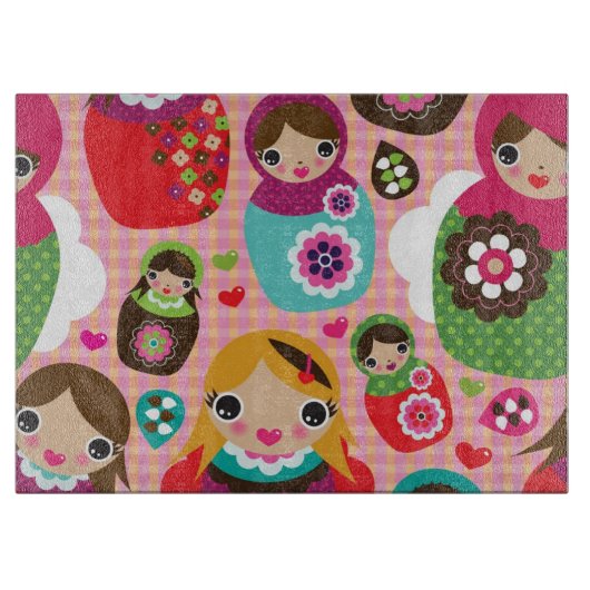 Russischer Puppenillustrationshintergrund Schneidebrett (Vorderseite)