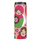 Russischer Puppenillustrationshintergrund Thermosbecher (Rückseite)