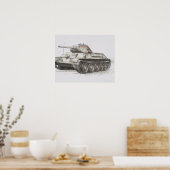 Russischer T-34-Tank, Seitenansicht. Poster (Küche)