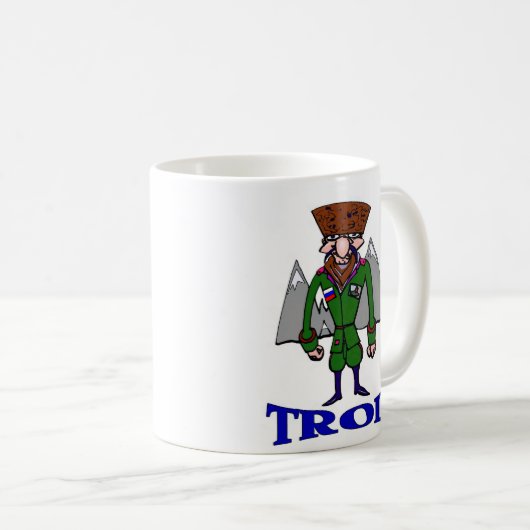Russischer Troll-Cartoon Kaffeetasse (VorderseiteRechts)