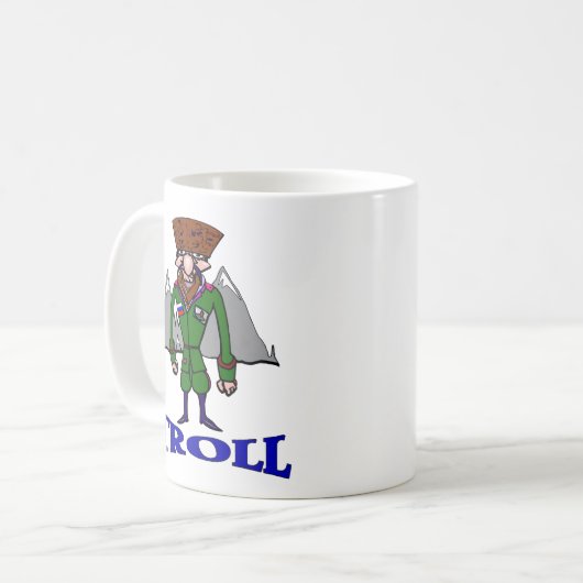 Russischer Troll-Cartoon Kaffeetasse (Vorderseite Links)