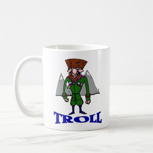 Russischer Troll-Cartoon Kaffeetasse (Links)