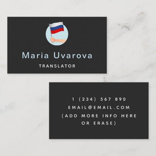 Russischer Übersetzer Dolmetscher Visitenkarte (Vorne/Hinten)