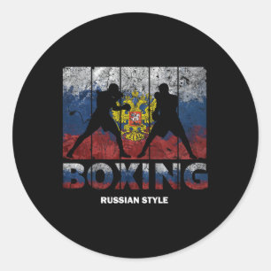 Russischer Vintager Stil Boxing Große Boxen Russla Runder Aufkleber