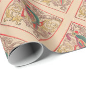 RUSSISCHER VOLKSKUNST-HAHN GESCHENKPAPIER (Rolleneckpunkt)