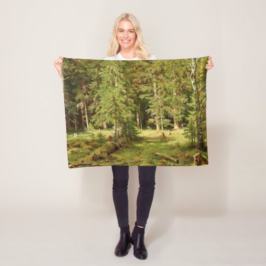 Russischer Wald (Rustikale Landschaft) (Grünwald) Fleecedecke (Beispiel)