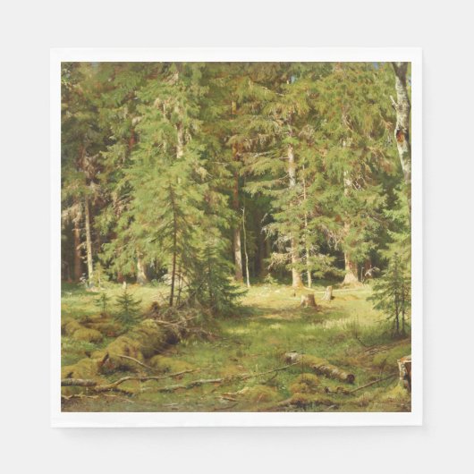 Russischer Wald (Rustikale Landschaft) (Grünwald) Serviette (Vorderseite)