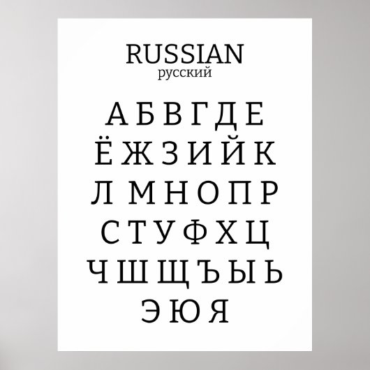 Russisches Alphabet Poster (Vorne)