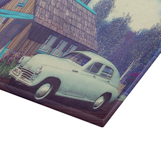 Russisches Auto und Dacha Schneidebrett (Ecke)