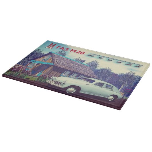 Russisches Auto und Dacha Schneidebrett (Ecke)