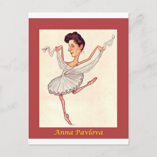 Russisches Ballerina Karikatur Anna Pavlova Postkarte Zazzle De