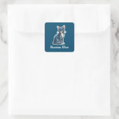 Russisches Blau Quadratischer Aufkleber (Tasche)
