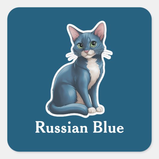 Russisches Blau Quadratischer Aufkleber (Vorderseite)