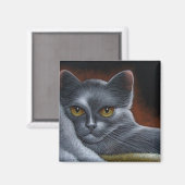 RUSSISCHES BLUE CAT MAGNET (Vorderseite/Rückseite)