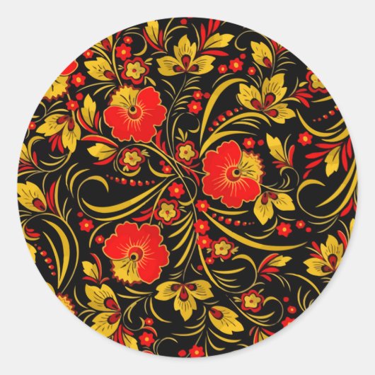 Russisches Chokhlom Runder Aufkleber (Vorderseite)