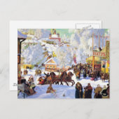 Russisches Dorf im Winter Postkarte (Vorne/Hinten)