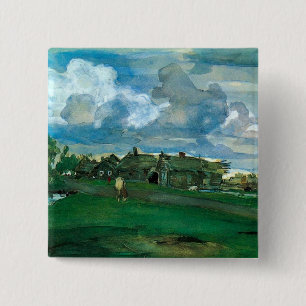 Russisches Dorf Valentin Serov Button