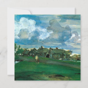Russisches Dorf Valentin Serov Feiertagskarte
