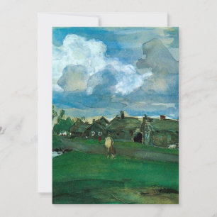 Russisches Dorf Valentin Serov Feiertagskarte