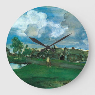 Russisches Dorf Valentin Serov Große Wanduhr