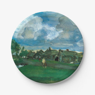 Russisches Dorf Valentin Serov Pappteller