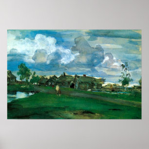Russisches Dorf Valentin Serov Poster