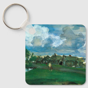 Russisches Dorf Valentin Serov Schlüsselanhänger