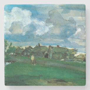 Russisches Dorf Valentin Serov Steinuntersetzer