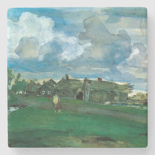 Russisches Dorf Valentin Serov Steinuntersetzer (Vorderseite)
