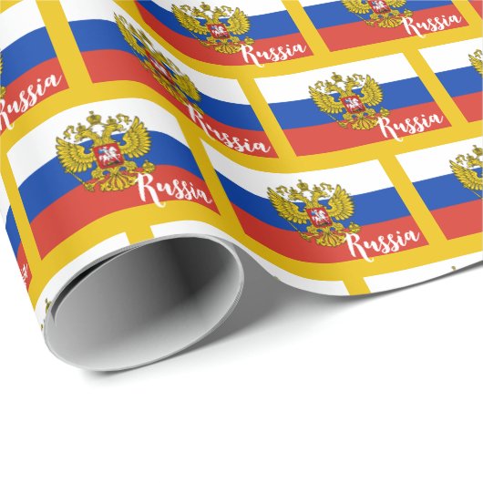 Russisches Flag-Papier, Golden, Russland Geschenkpapier (Rolleneckpunkt)
