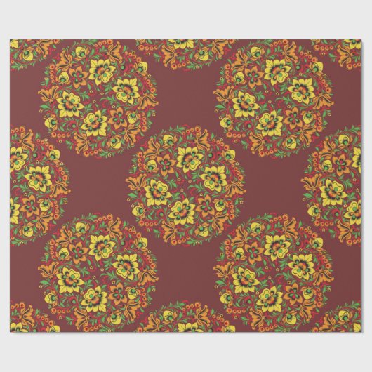 Russisches Hohloma-Wrackpapier Geschenkpapier (Flach)