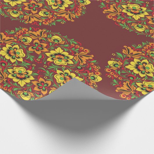 Russisches Hohloma-Wrackpapier Geschenkpapier (Ecke)