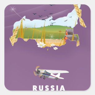 Russisches Kartenfahrplakat Quadratischer Aufkleber