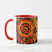 Russisches Khokhloma Muster Schwarz Roter Botanisc Tasse (Links)