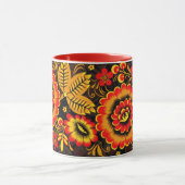 Russisches Khokhloma Muster Schwarz Roter Botanisc Tasse (Zentrum)