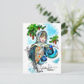 Russisches Mädchen wünscht Ihnen ein glückliches n Postkarte (Stehend Vorderseite)