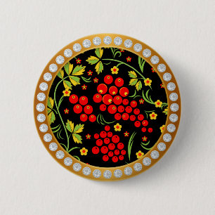 Russisches nationales Muster Hohloma Button