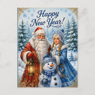 Russisches Neujahr Ded Moroz Snegurochka Wünsche Postkarte