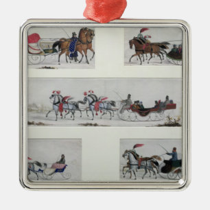 Russisches Pferd gezeichnete Sleighs Ornament Aus Metall