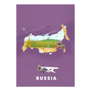 Russisches Reiseplakat mit Landkarte Fotodruck