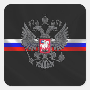 Russisches Wappen Quadratischer Aufkleber
