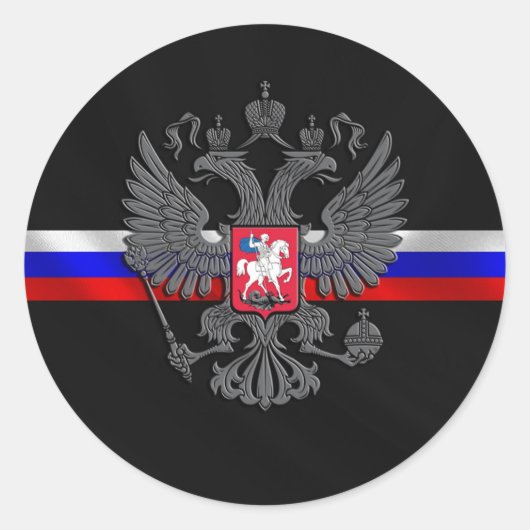 Russisches Wappen Runder Aufkleber (Vorderseite)