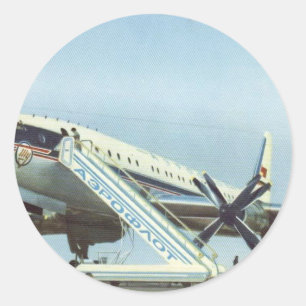 RUSSLAND Aeroflot Tu 114 AIRLINER Runder Aufkleber
