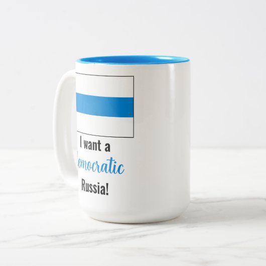 Russland - Demokratisches Englisch - Weiße Flagge Zweifarbige Tasse (Vorderseite Links)