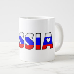 Russland Flag Farben Typografie Muster Herz Jumbo-Tasse