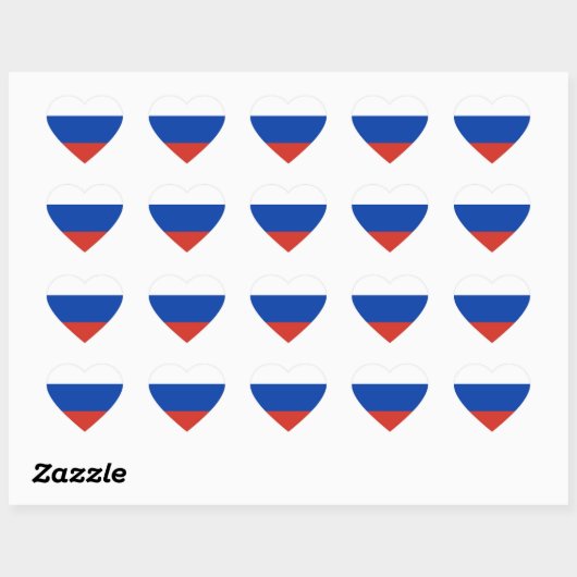 Russland-Flag-Heftsticker Herz-Aufkleber (Blatt)