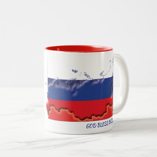 RUSSLAND FLAG MAP Scripting individuell Zweifarbige Tasse (VorderseiteRechts)