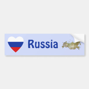 Russland-Flagge Herz + Karte Aufkleber Autoaufkleber