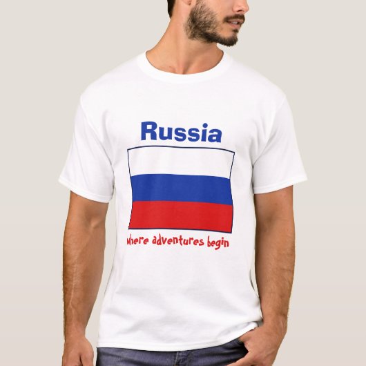 Russland-Flagge + Karte + Text-T - Shirt (Vorderseite)