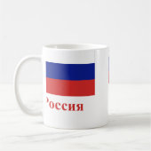 Russland-Flagge mit Namen auf russisch Kaffeetasse (Links)